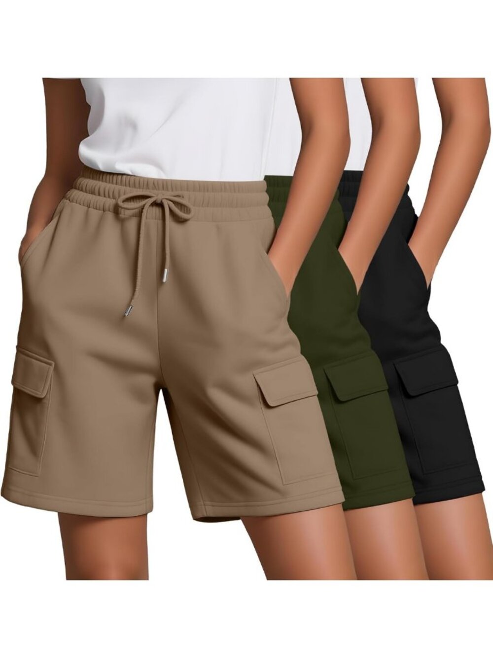 3 Pack Women's Bermuda Shorts - Stylish, Comfortable, 4 Pockets, Summer